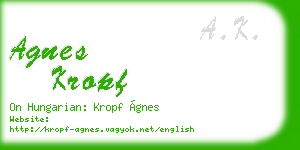 agnes kropf business card